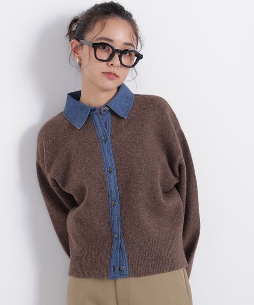 N.(N. Natural Beauty Basic)(エヌエヌナチュラルビューティーベーシック)の「デニムシャツドッキングカーディガン(カーディガン/ボレロ・レディース・ネイビー系/ブラウン系その他/グレー系その他・FREE)」の2枚目の写真