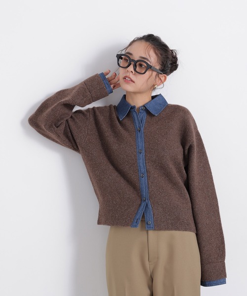 N.(N. Natural Beauty Basic)(エヌエヌナチュラルビューティーベーシック)の「デニムシャツドッキングカーディガン(カーディガン/ボレロ・レディース・ネイビー系/ブラウン系その他/グレー系その他・FREE)」の12枚目の写真