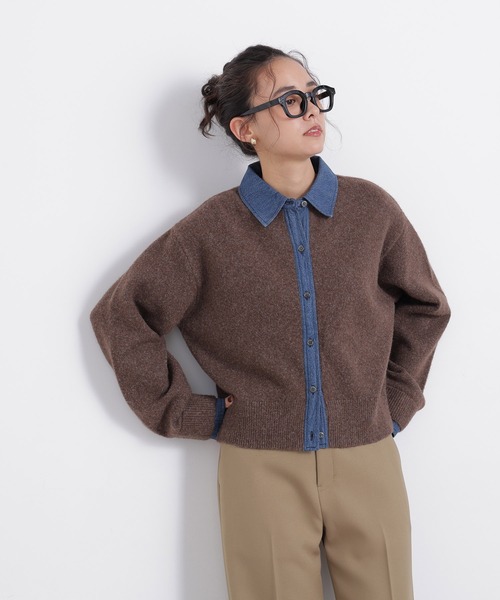 N.(N. Natural Beauty Basic)(エヌエヌナチュラルビューティーベーシック)の「デニムシャツドッキングカーディガン(カーディガン/ボレロ・レディース・ネイビー系/ブラウン系その他/グレー系その他・FREE)」の15枚目の写真