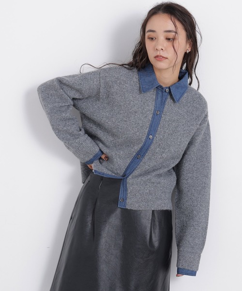 N.(N. Natural Beauty Basic)(エヌエヌナチュラルビューティーベーシック)の「デニムシャツドッキングカーディガン(カーディガン/ボレロ・レディース・ネイビー系/ブラウン系その他/グレー系その他・FREE)」の5枚目の写真