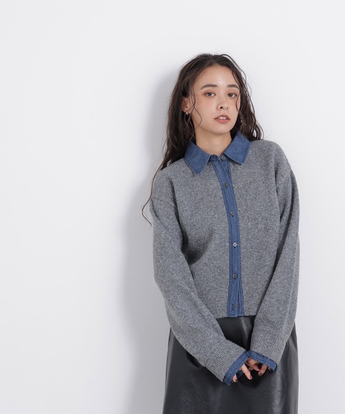N.(N. Natural Beauty Basic)(エヌエヌナチュラルビューティーベーシック)の「デニムシャツドッキングカーディガン(カーディガン/ボレロ・レディース・ネイビー系/ブラウン系その他/グレー系その他・FREE)」の7枚目の写真