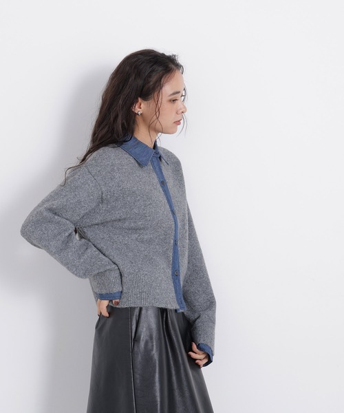 N.(N. Natural Beauty Basic)(エヌエヌナチュラルビューティーベーシック)の「デニムシャツドッキングカーディガン(カーディガン/ボレロ・レディース・ネイビー系/ブラウン系その他/グレー系その他・FREE)」の9枚目の写真