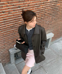 FAUX LEATHER HALF JACKET_BROWN