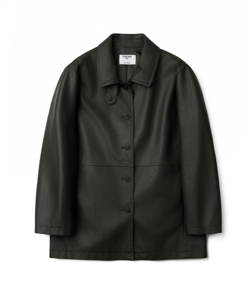 TTUDEMENT(トュードメント)の「FAUX LEATHER HALF JACKET_BROWN(ライダースジャケット・レディース・その他・SMALL/MEDIUM)」の2枚目の写真