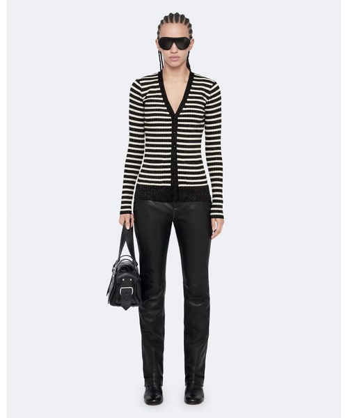 ALLSAINTS（オールセインツ）の「KAY STRIPE CARDIGAN | KAY ストライプ カーディガン（カーディガン/ボレロ・レディース・ブラック×ホワイト・L/XS）」の2枚目の写真