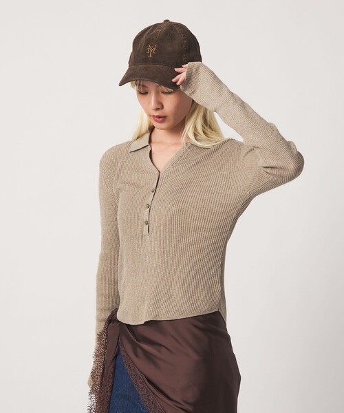 BEAUTY&YOUTH UNITED ARROWS(ビューティーアンドユースユナイテッドアローズ)の「スキッパー フロントボタン リブニットプルオーバー ウォッシャブル(ニット/セーター・レディース・モカ/ダークグレー/レッド/ブラック・FREE)」の5枚目の写真