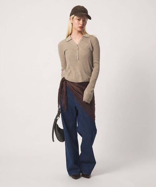 BEAUTY&YOUTH UNITED ARROWS(ビューティーアンドユースユナイテッドアローズ)の「スキッパー フロントボタン リブニットプルオーバー ウォッシャブル(ニット/セーター・レディース・モカ/ダークグレー/レッド/ブラック・FREE)」の7枚目の写真