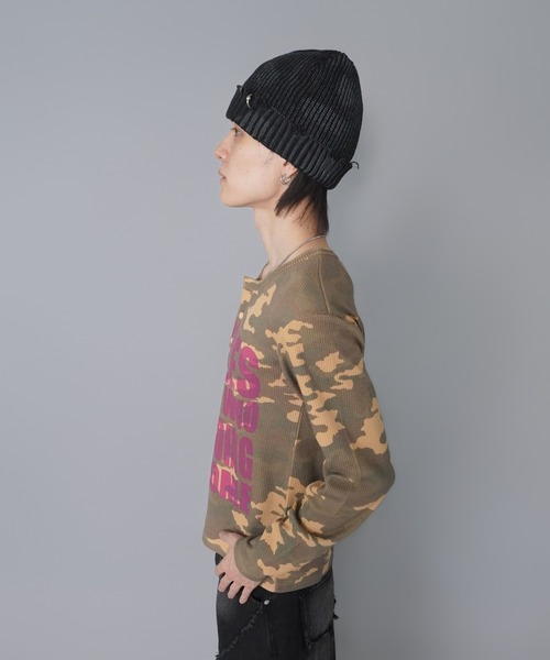 SPINNS(スピンズ)の「短丈ワッフルヘンリーネック長袖Tシャツ/サーマル/メッセージロゴ(Tシャツ/カットソー・メンズ・ワイン/カモフラージュ/アイボリー/ブラック系その他・ONESIZE)」の12枚目の写真