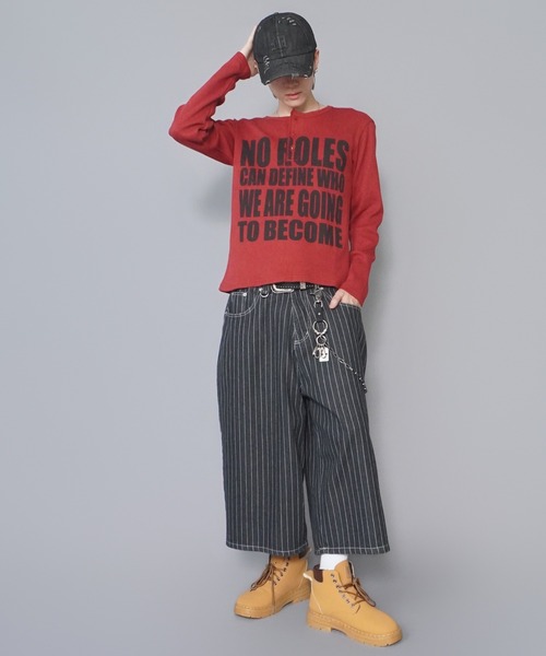 SPINNS(スピンズ)の「短丈ワッフルヘンリーネック長袖Tシャツ/サーマル/メッセージロゴ(Tシャツ/カットソー・メンズ・ワイン/カモフラージュ/アイボリー/ブラック系その他・ONESIZE)」の15枚目の写真