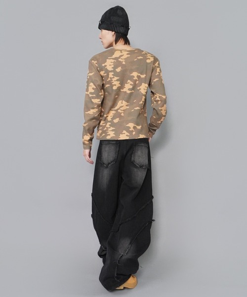 SPINNS(スピンズ)の「短丈ワッフルヘンリーネック長袖Tシャツ/サーマル/メッセージロゴ(Tシャツ/カットソー・メンズ・ワイン/カモフラージュ/アイボリー/ブラック系その他・ONESIZE)」の10枚目の写真