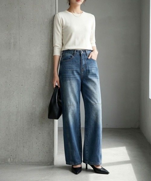 maison de LATIR(メゾンドラティール)の「脚のラインを美しく見せる、大人のワイドデニムパンツ(その他パンツ・レディース・ブルー・FREE)」の1枚目の写真