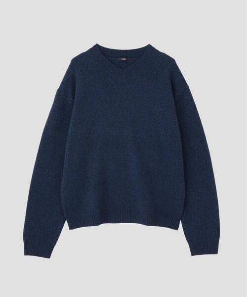 YLEVE（イレーヴ）の「YLEVE / WOOL CASHMERE MELANGE KNIT V NECK PULL OVER（ニット/セーター・メンズ・ブラック/ブルー・5/4）」の18枚目の写真
