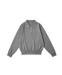SIKN2136 クラシック襟付きニット_Charcoal
