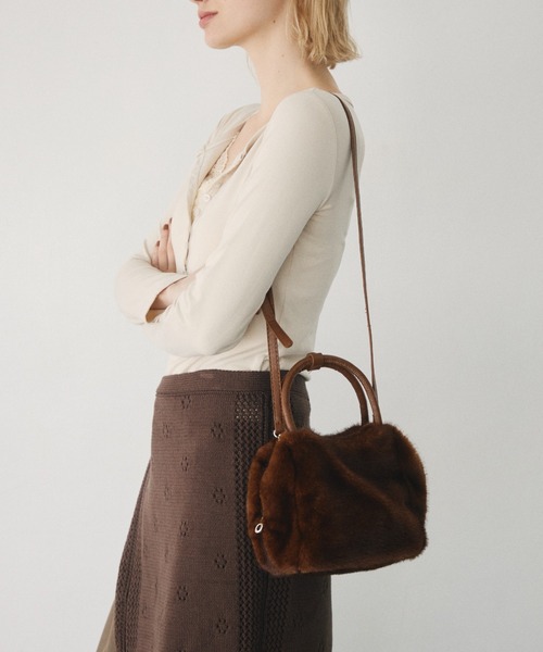 Crisp(クリスプ)の「2way square fur mini bag / 2wayスクエアファーミニバッグ(ハンドバッグ・レディース・アイボリー/ブラウン・FREE)」の14枚目の写真