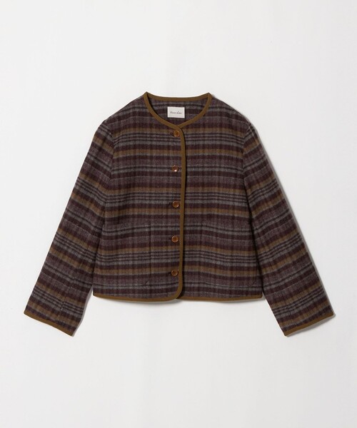 Steven Alan(スティーブンアラン)の「<Steven Alan>チェック ブルゾン(ノーカラージャケット・レディース・ブラック/ワイン・S/M)」の1枚目の写真