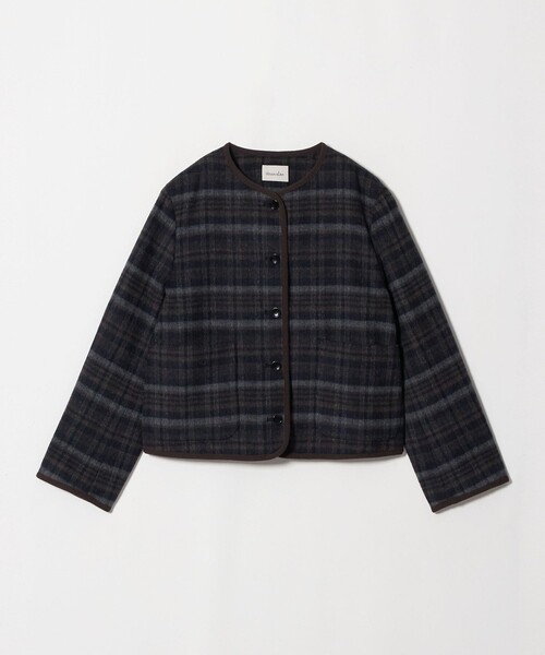 Steven Alan(スティーブンアラン)の「<Steven Alan>チェック ブルゾン(ノーカラージャケット・レディース・ブラック/ワイン・S/M)」の2枚目の写真