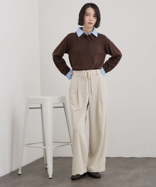 OPAQUE.CLIP(オペークドットクリップ)の「ストレッチコーデュロイ ワイドパンツ【洗濯機OK】(その他パンツ・レディース・オフホワイト/ブラウン系その他/ブルー系その他・42/38/40)」の8枚目の写真