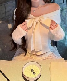 オフショルダーニットトップス