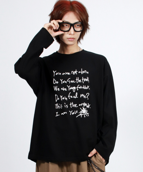 DEMARC(ドゥマーク)の「M テキストグラフィック オーバーサイズ ロングスリーブTシャツ - ブラック(Tシャツ/カットソー・メンズ・その他・LARGE/MEDIUM)」の6枚目の写真