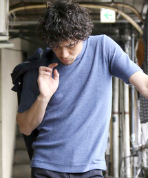 M2squared | 【M2SQUARED】DENIM LOOK KNIT CN/デニムルック半袖クルーネックニット(ニット/セーター)