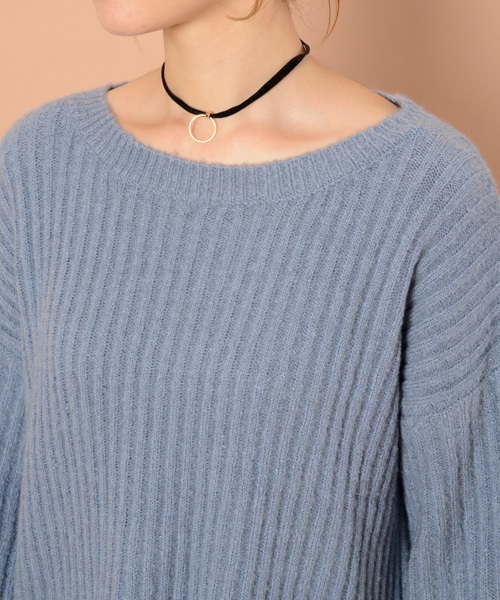 mystic（ミスティック）の「リブロールアップ（ニット/セーター・レディース・ブルー/オフホワイト/チャコールグレー/ピンク・ﾌﾘ-）」の11枚目の写真