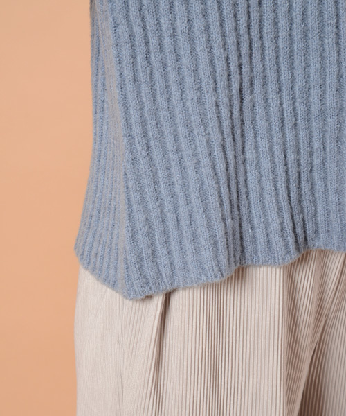 mystic（ミスティック）の「リブロールアップ（ニット/セーター・レディース・ブルー/オフホワイト/チャコールグレー/ピンク・ﾌﾘ-）」の6枚目の写真