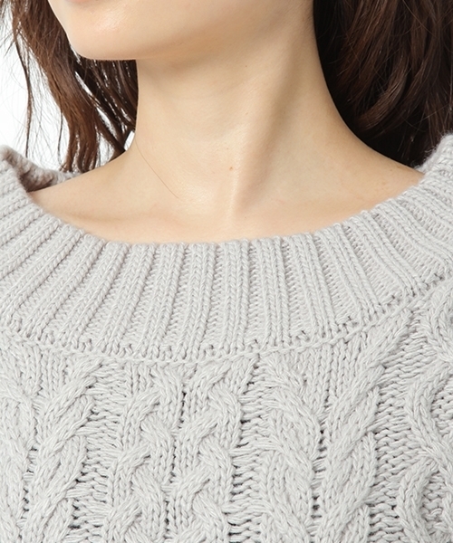 Andemiu(アンデミュウ)の「ケーブルオフショルKNITプルオーバー735431(ニット/セーター・レディース・アイボリー/ライトグレー/ピンク・FREE)」の10枚目の写真
