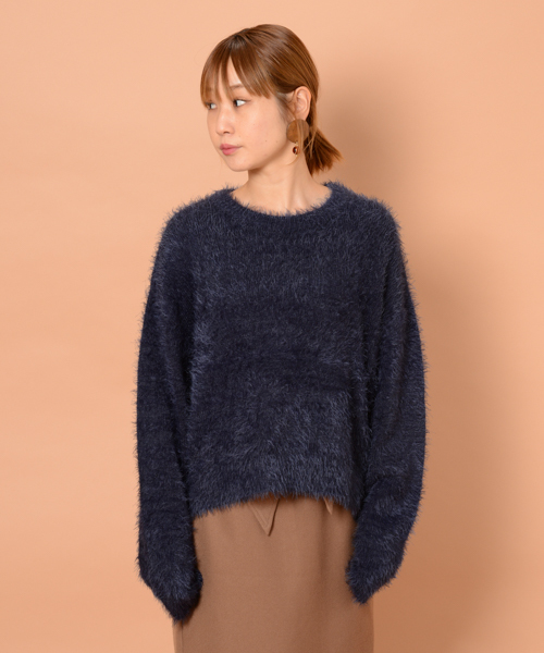 mystic（ミスティック）の「フェザーニット（ニット/セーター・レディース・オフホワイト/グリーン/モカ/ネイビー・ﾌﾘ-）」の4枚目の写真