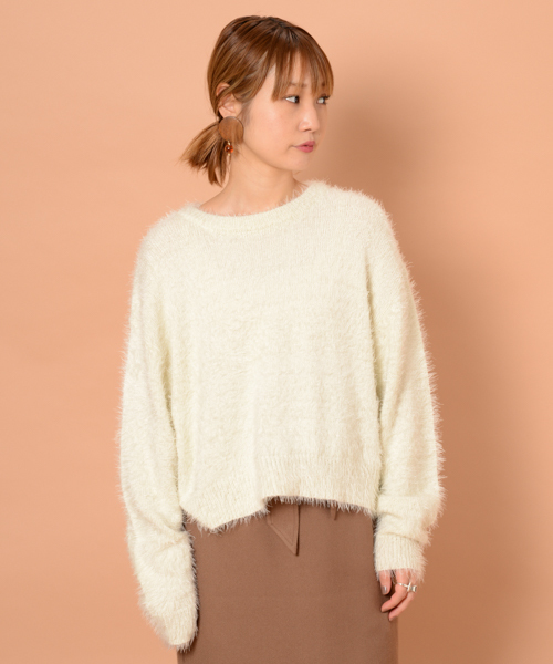 mystic（ミスティック）の「フェザーニット（ニット/セーター・レディース・オフホワイト/グリーン/モカ/ネイビー・ﾌﾘ-）」の2枚目の写真