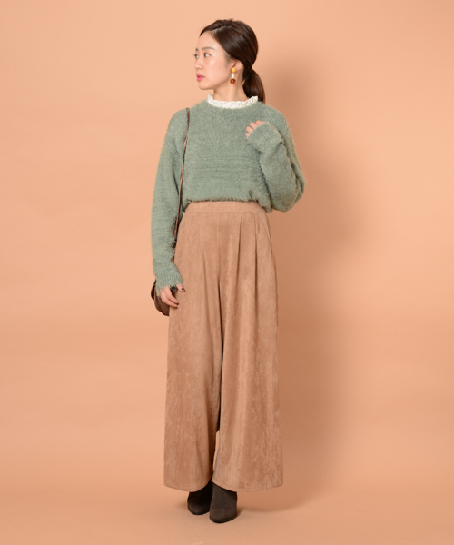 mystic（ミスティック）の「フェザーニット（ニット/セーター・レディース・オフホワイト/グリーン/モカ/ネイビー・ﾌﾘ-）」の6枚目の写真