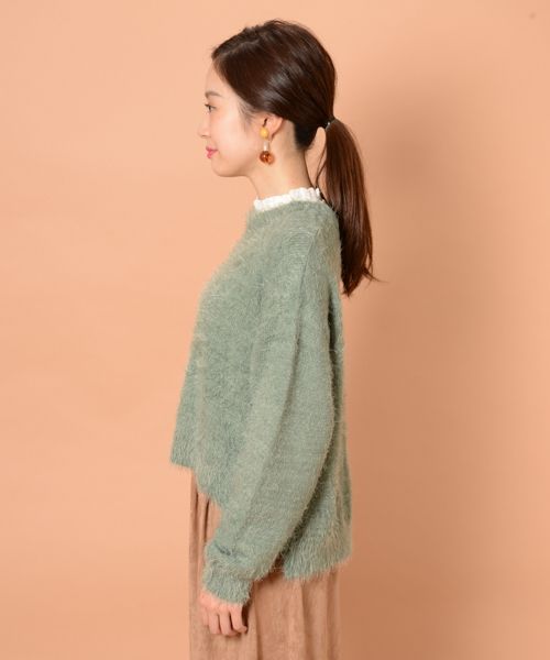 mystic（ミスティック）の「フェザーニット（ニット/セーター・レディース・オフホワイト/グリーン/モカ/ネイビー・ﾌﾘ-）」の8枚目の写真