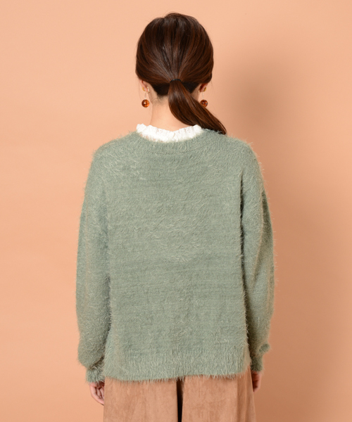 mystic（ミスティック）の「フェザーニット（ニット/セーター・レディース・オフホワイト/グリーン/モカ/ネイビー・ﾌﾘ-）」の9枚目の写真