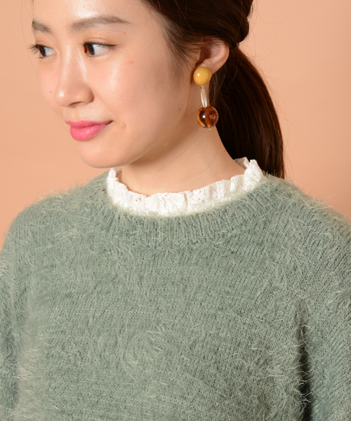 mystic（ミスティック）の「フェザーニット（ニット/セーター・レディース・オフホワイト/グリーン/モカ/ネイビー・ﾌﾘ-）」の10枚目の写真