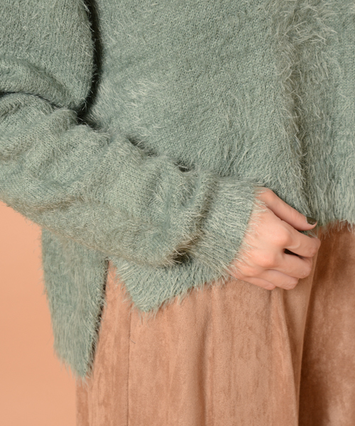 mystic（ミスティック）の「フェザーニット（ニット/セーター・レディース・オフホワイト/グリーン/モカ/ネイビー・ﾌﾘ-）」の11枚目の写真