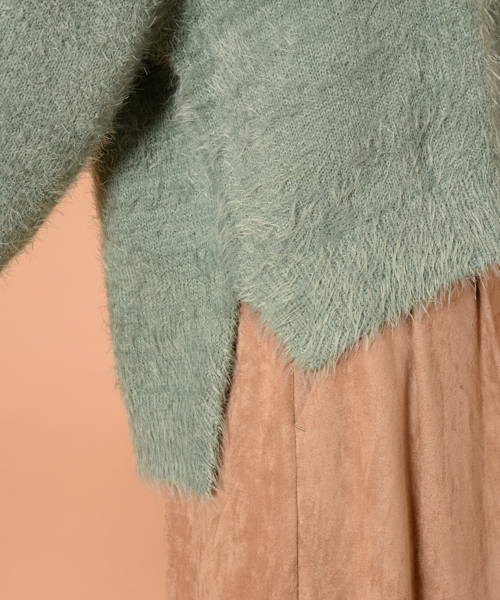 mystic（ミスティック）の「フェザーニット（ニット/セーター・レディース・オフホワイト/グリーン/モカ/ネイビー・ﾌﾘ-）」の12枚目の写真