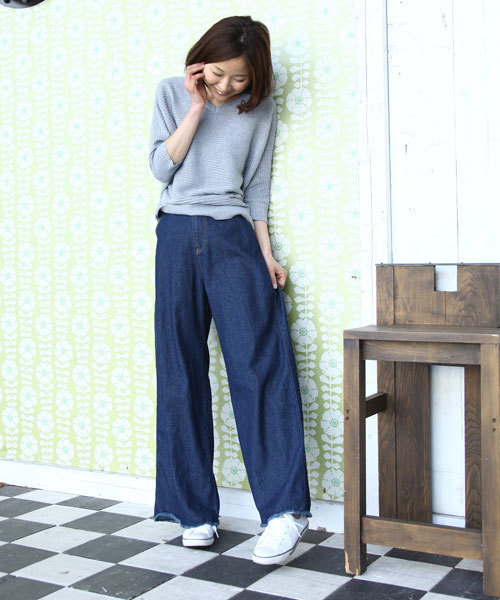 rps（アールピーエス）の「８０Ｚデニムワイドパンツ（デニムパンツ・レディース・ネイビー/ブルー・M）」の14枚目の写真