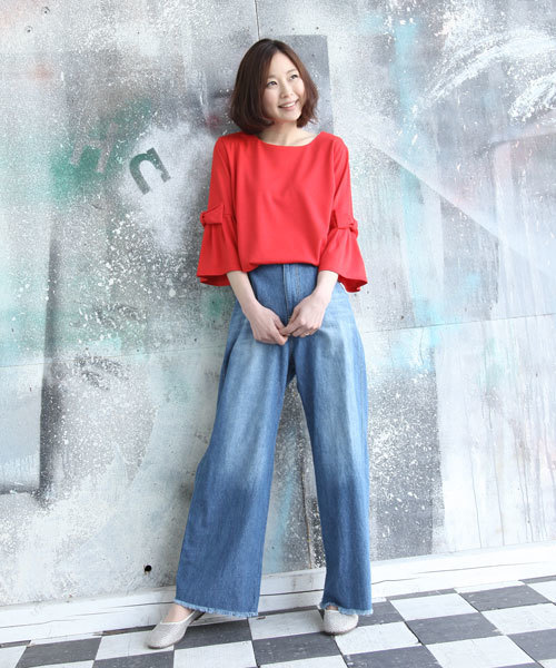 rps（アールピーエス）の「８０Ｚデニムワイドパンツ（デニムパンツ・レディース・ネイビー/ブルー・M）」の18枚目の写真