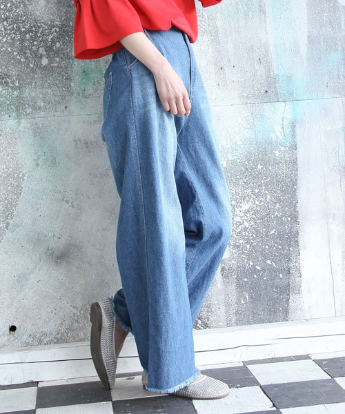 rps（アールピーエス）の「８０Ｚデニムワイドパンツ（デニムパンツ・レディース・ネイビー/ブルー・M）」の19枚目の写真
