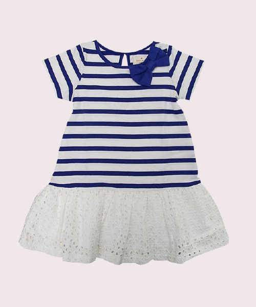 セール York リボン付きボーダー柄ドッキングワンピース ワンピース Kate Kate Spade New York ワンピース Childrenswear ケイトスペードニューヨーク のファッション