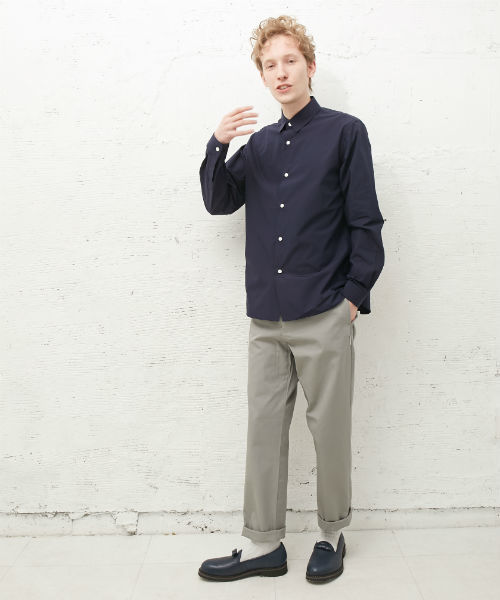 L&HARMONY（エルアンドハーモニー）の「[L&HARMONY / エルアンドハーモニー] タイプライターギャザーシャツ（シャツ/ブラウス・メンズ・ネイビー/サックスブルー・MEDIUM/LARGE）」の19枚目の写真