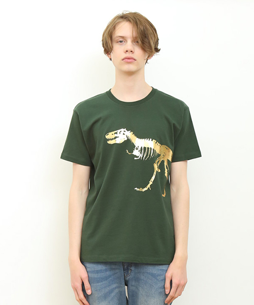 Tシャツ アーティスト「QP」プリント 恐竜 恐竜戦車 プリントT-シャツ/ブラック Sサイズ : クアトロライン