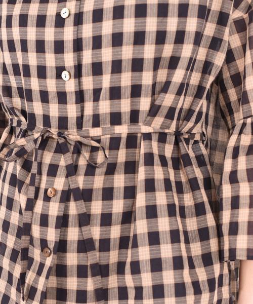 liflattie ships（リフラティ シップス）の「liflattie ships:チェック フレアスリーブ ブラウス ◆（シャツ/ブラウス・レディース・ブラック/ベージュ・MEDIUM/SMALL）」の12枚目の写真
