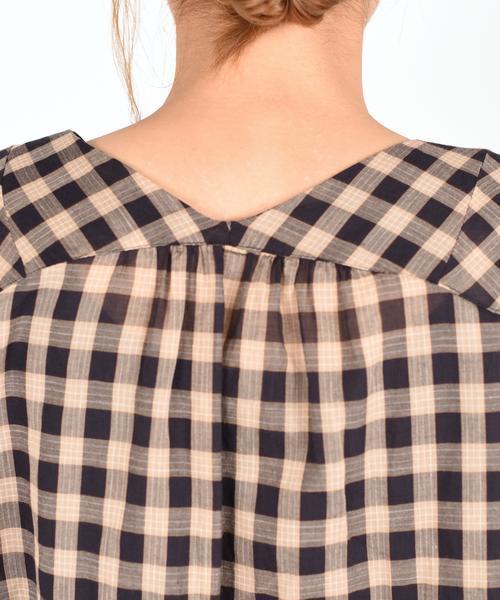 liflattie ships（リフラティ シップス）の「liflattie ships:チェック フレアスリーブ ブラウス ◆（シャツ/ブラウス・レディース・ブラック/ベージュ・MEDIUM/SMALL）」の11枚目の写真