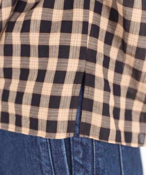 liflattie ships（リフラティ シップス）の「liflattie ships:チェック フレアスリーブ ブラウス ◆（シャツ/ブラウス・レディース・ブラック/ベージュ・MEDIUM/SMALL）」の10枚目の写真