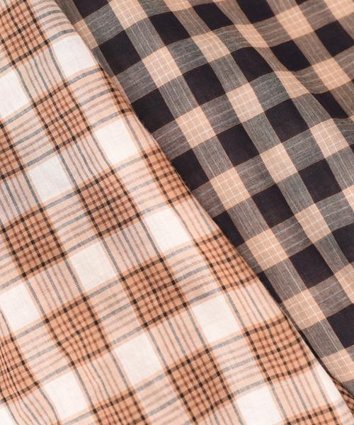 liflattie ships（リフラティ シップス）の「liflattie ships:チェック フレアスリーブ ブラウス ◆（シャツ/ブラウス・レディース・ブラック/ベージュ・MEDIUM/SMALL）」の6枚目の写真