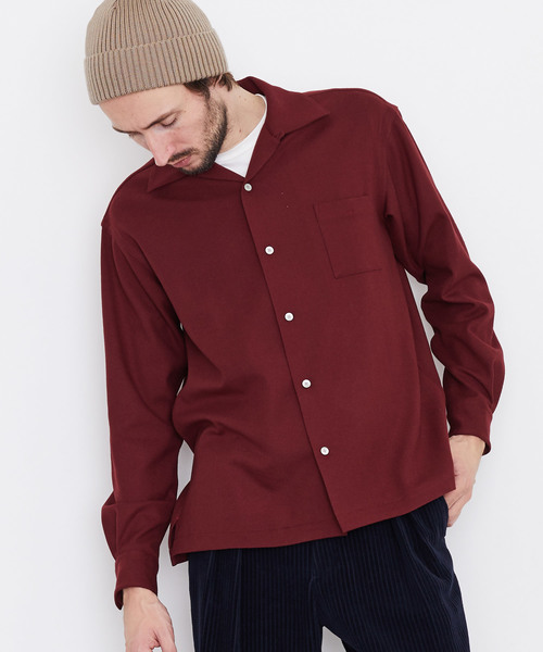 UNITED TOKYO（ユナイテッドトウキョウ）の「【WARM～暖～】オープンカラーロングスリーブシャツ（シャツ/ブラウス・メンズ・ボルドー/グリーン/ブラウン/ブラック・1/2/3）」の4枚目の写真