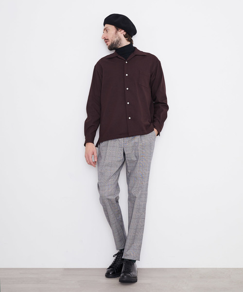 UNITED TOKYO（ユナイテッドトウキョウ）の「【WARM～暖～】オープンカラーロングスリーブシャツ（シャツ/ブラウス・メンズ・ボルドー/グリーン/ブラウン/ブラック・1/2/3）」の12枚目の写真