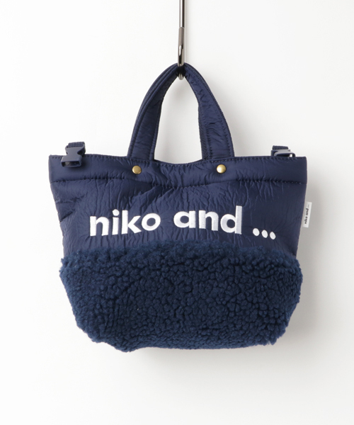 niko and...（ニコアンド）の「オリジナルリンクルボアロゴショルダー【niko and ...】（トートバッグ・ホワイト/ネイビー/カーキ・0）」の3枚目の写真