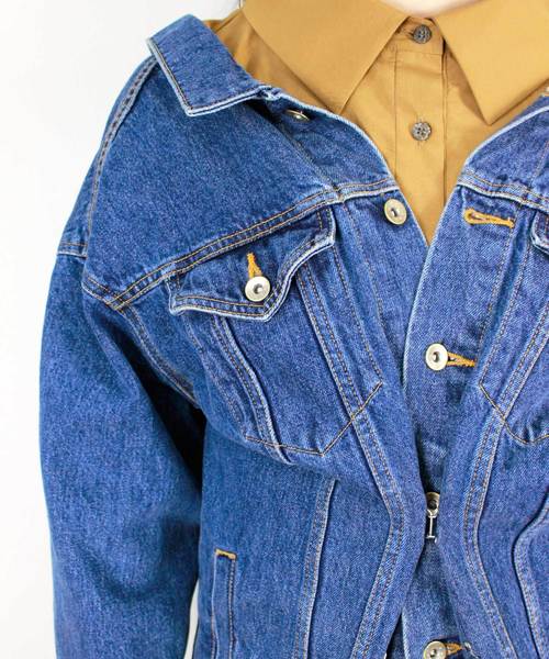 CRY.（クライ）の「SUPER NOVA #Vintage Blue　ベルテッドデニムジャケット#ヴィンテージブルー（デニムジャケット・レディース・ライトインディゴブルー・38/40）」の4枚目の写真