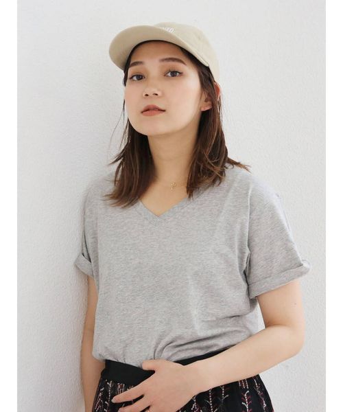 Ungrid（アングリッド）の「BASIC VネックTee（Tシャツ/カットソー・レディース・ライトグレー/オフホワイト/ブラック・FREE）」の3枚目の写真